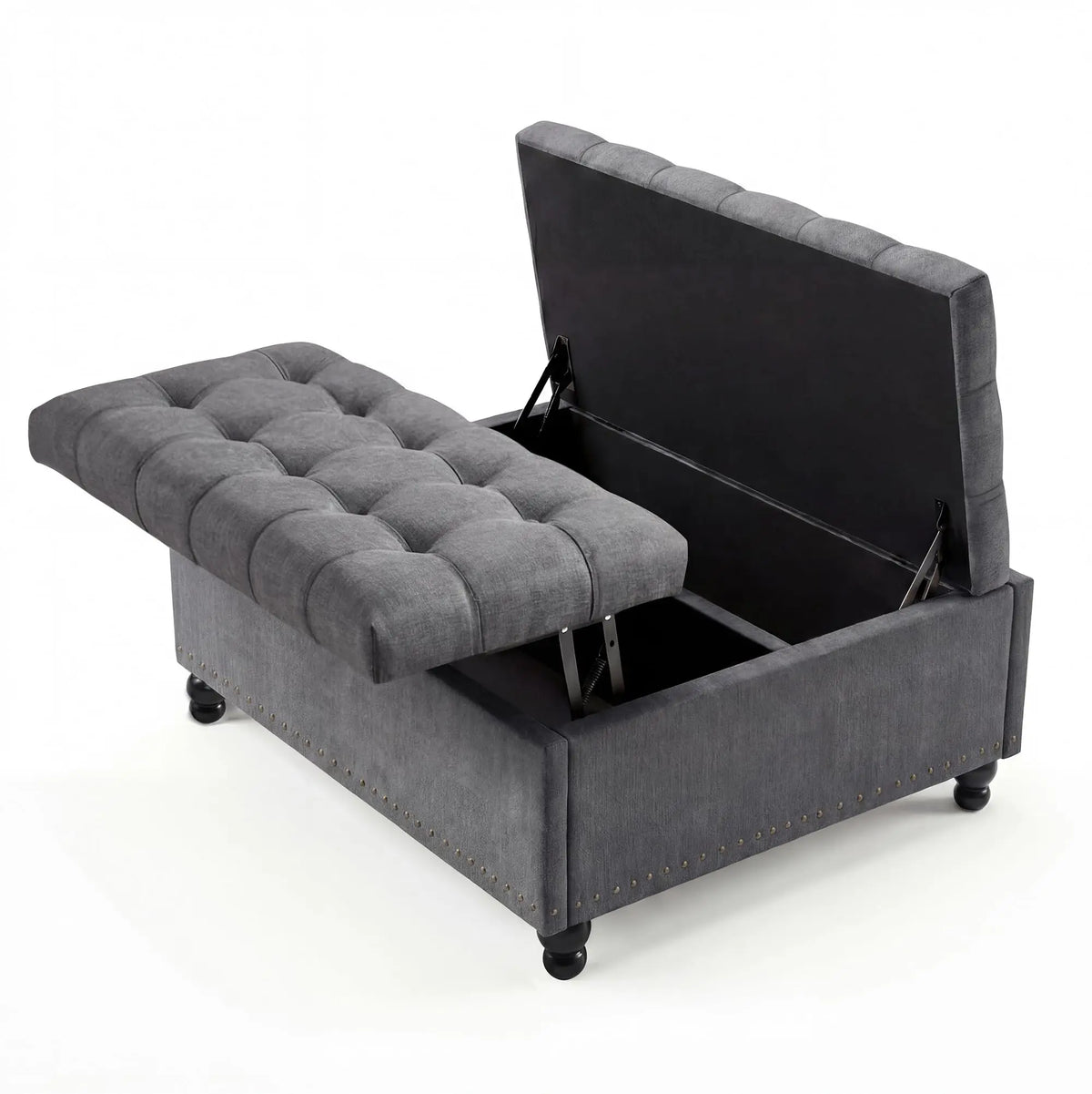 36-Inch Square Storage Ottoman, 169L Lift-Top Upholstered Bench with Tufted Seat, Wood Frame, 300 lb Capacity - product view 1
