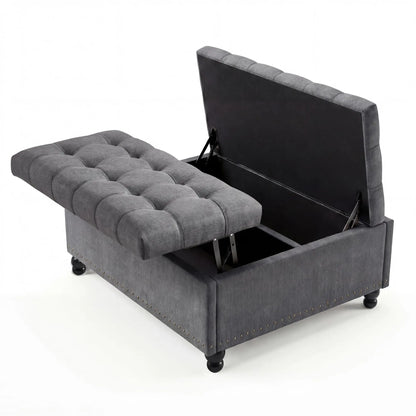 36-Inch Square Storage Ottoman, 169L Lift-Top Upholstered Bench with Tufted Seat, Wood Frame, 300 lb Capacity - product view 1