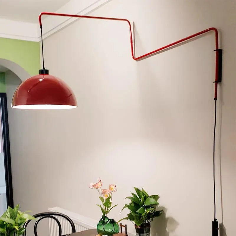 Plug-In Swing Arm Wall Sconce, E27 LED Bulb, Touch-Free Knob Switch, 30 or 40 cm Shade, US EU UK AU Plug - product view 5