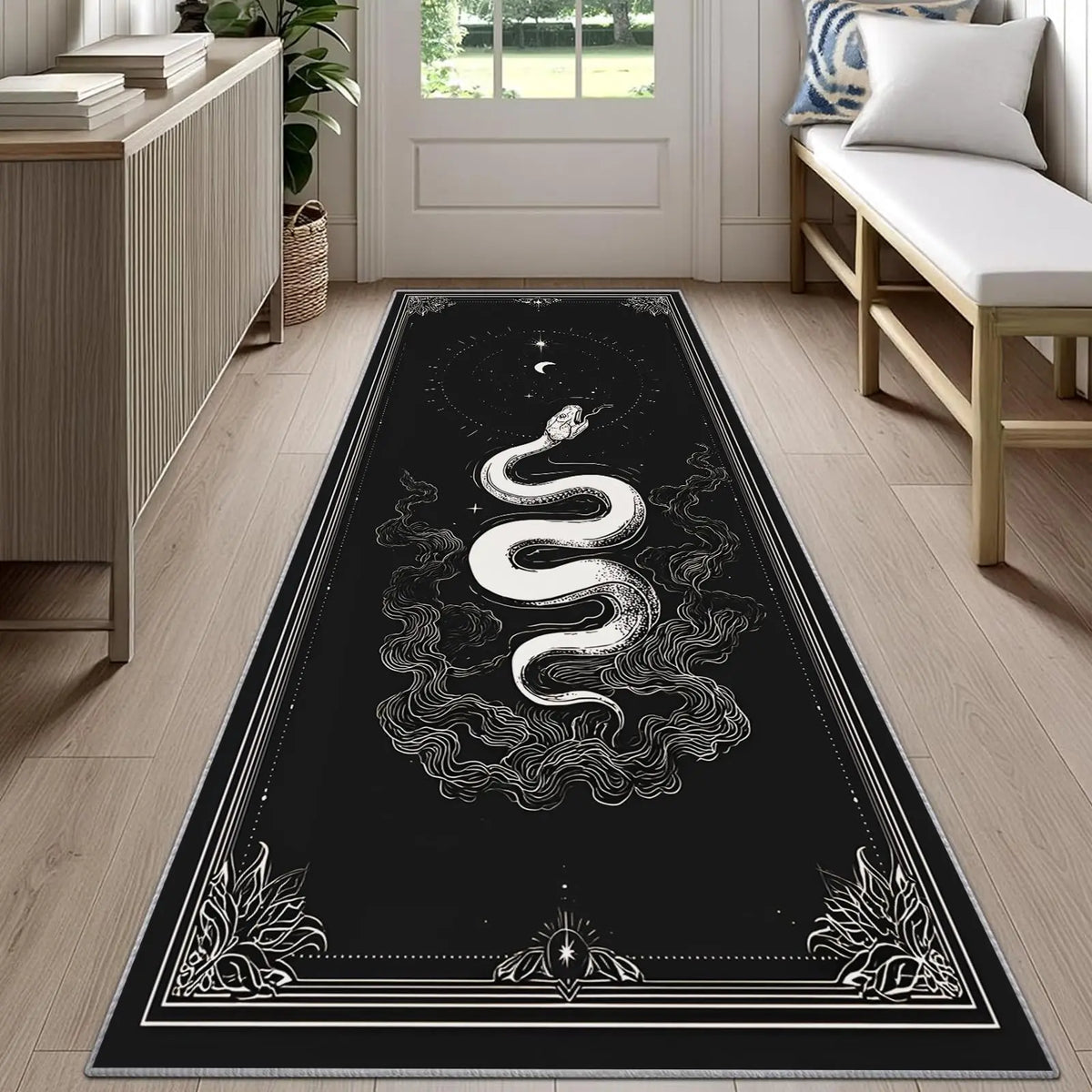 Floral Runner Rug, Machine-Made Polyester Entryway Carpet with PP Backing, Non-Slip Washable Hallway Mat in 4 Sizes - product view 1