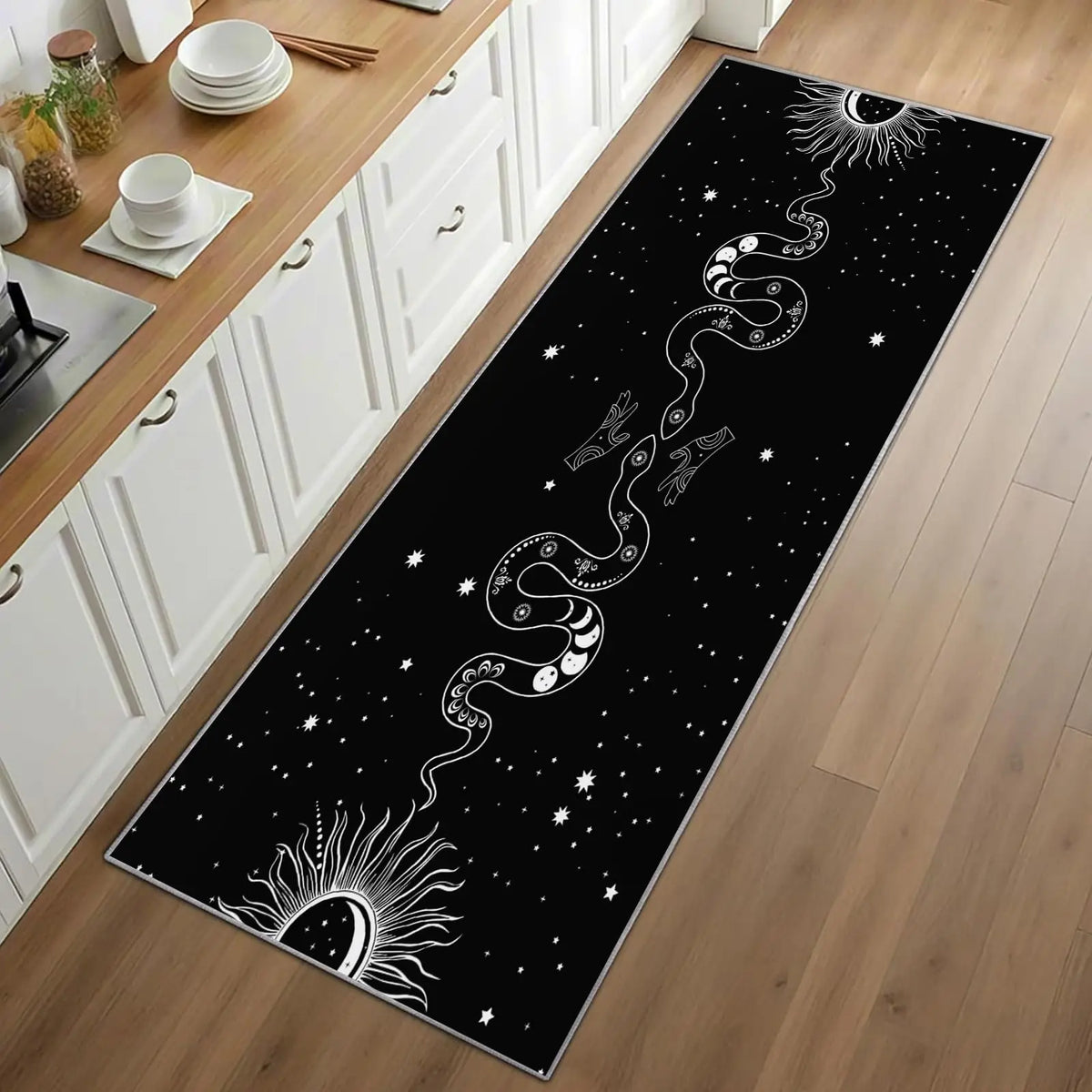 Floral Runner Rug, Machine-Made Polyester Entryway Carpet with PP Backing, Non-Slip Washable Hallway Mat in 4 Sizes - product view 2