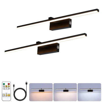 Rechargeable LED Picture Light, Dimmable Aluminum Wall Lamp, 40cm or 60cm, Black, Contemporary Gallery Lighting - product view 3