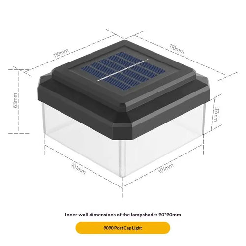 Solar Post Cap Light, ABS LED Fence Lamp with Warm White Illumination, Self-Contained Outdoor Lighting for 60–100 mm Posts - product view 1