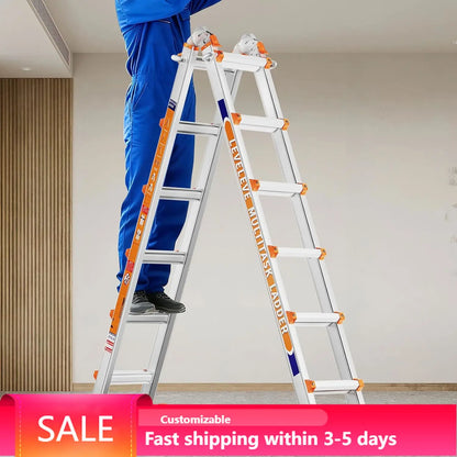 Multi-Position Extension Ladder, 20-Foot Reach, 330 lb Load Capacity, Anti-Slip Steps, Stabilizer Bars and Wheels - product view 1