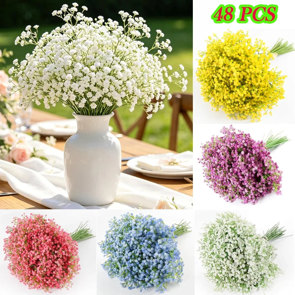 Artificial Baby's Breath Flowers, Polyester Filler Stems in 5 Colors, 24 or 48 Pieces for Bouquets and Wedding Decor - product view 6
