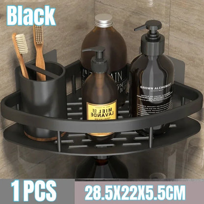 Adhesive Shower Caddy, Waterproof Iron Bathroom Shelf for Shampoo and Accessories, Single or Two-Piece Wall Storage - product view 3