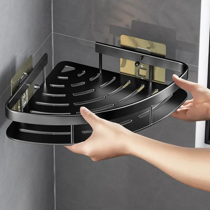 Adhesive Shower Caddy, Waterproof Iron Bathroom Shelf for Shampoo and Accessories, Single or Two-Piece Wall Storage - product view 4