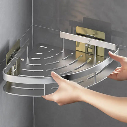 Adhesive Shower Caddy, Waterproof Iron Bathroom Shelf for Shampoo and Accessories, Single or Two-Piece Wall Storage - product view 5