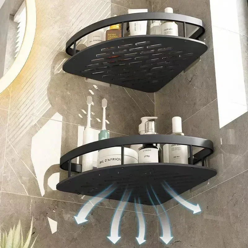Adhesive Shower Caddy, Waterproof Iron Bathroom Shelf for Shampoo and Accessories, Single or Two-Piece Wall Storage - product view 6