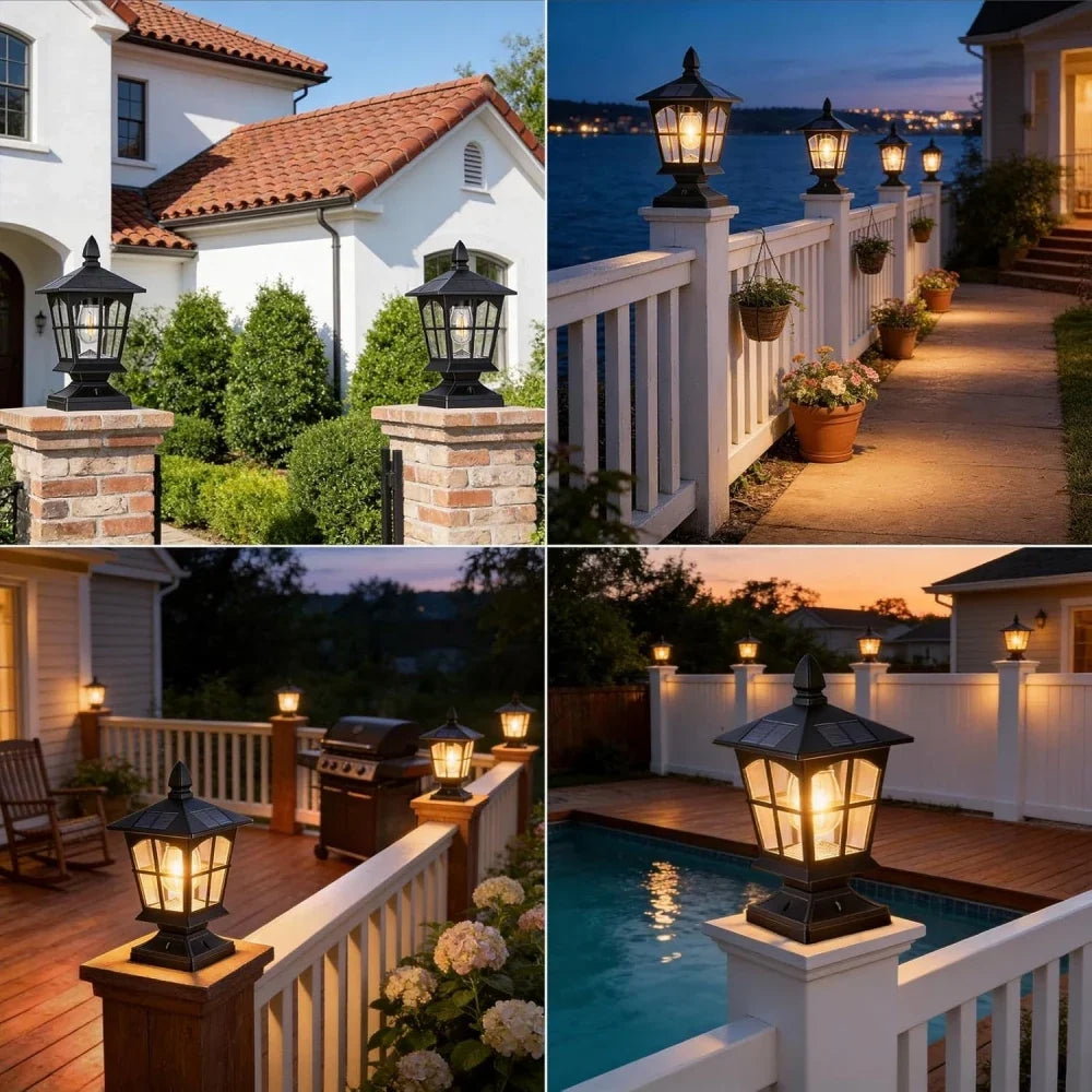 Solar Post Cap Light, Automatic LED Column Head Lamp, 6 V ABS Outdoor Garden and Gate Light, Warm White Assembly Design - product view 6
