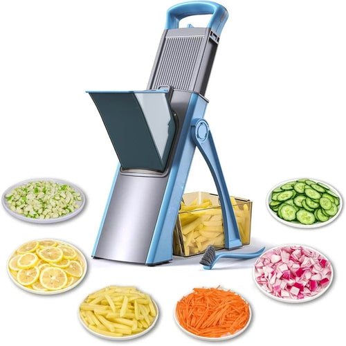 Adjustable Mandoline Slicer, Stainless Steel Blades, 5-in-1 Cutting Functions, Finger Guard and Non-Slip Base for Vegetable Prep - product view 1