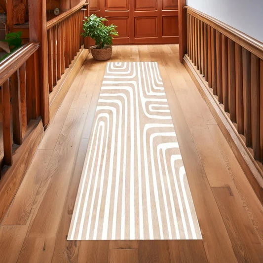 Modern Wavy Line Entryway Runner Rug, Non-Slip 100% Polyester Felt Carpet, 40 x 120 or 50 x 150 cm for Hallway - product view 1