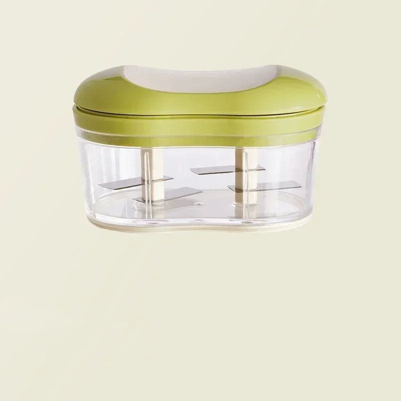 Stainless Steel Hand-Push Garlic Press and Vegetable Chopper, Multifunctional 13×7.6cm Tool in Green or Gray - product view 2