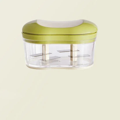 Stainless Steel Hand-Push Garlic Press and Vegetable Chopper, Multifunctional 13×7.6cm Tool in Green or Gray - product view 2