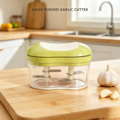 Stainless Steel Hand-Push Garlic Press and Vegetable Chopper, Multifunctional 13×7.6cm Tool in Green or Gray - product view 3