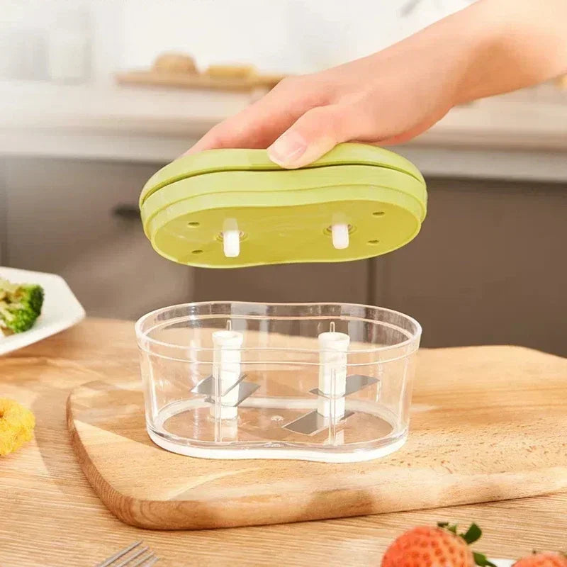 Stainless Steel Hand-Push Garlic Press and Vegetable Chopper, Multifunctional 13×7.6cm Tool in Green or Gray - product view 6
