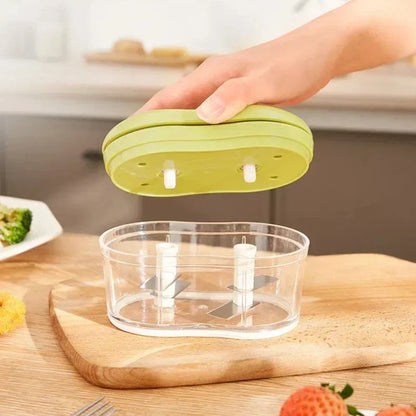 Stainless Steel Hand-Push Garlic Press and Vegetable Chopper, Multifunctional 13×7.6cm Tool in Green or Gray - product view 6