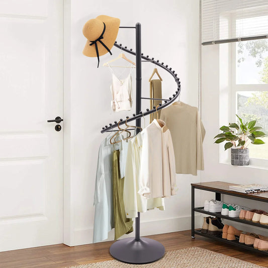 360° Rotating Garment Rack, 38-Ball Spiral Clothing Organizer, Iron Floor Stand for Bedroom, Living Room or Retail Store - product view 1