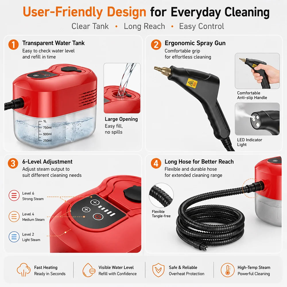handheld steam cleaner - product view 5