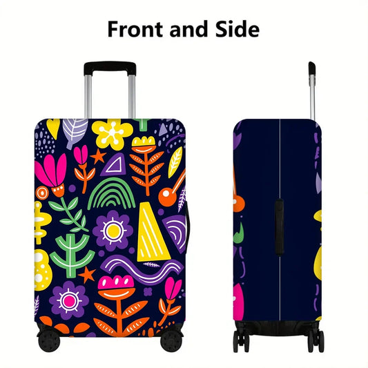 Floral Geometric Suitcase Cover, Elastic Dust-Resistant Luggage Protector for 18–32 Inch Suitcases, Four Sizes - product view 1