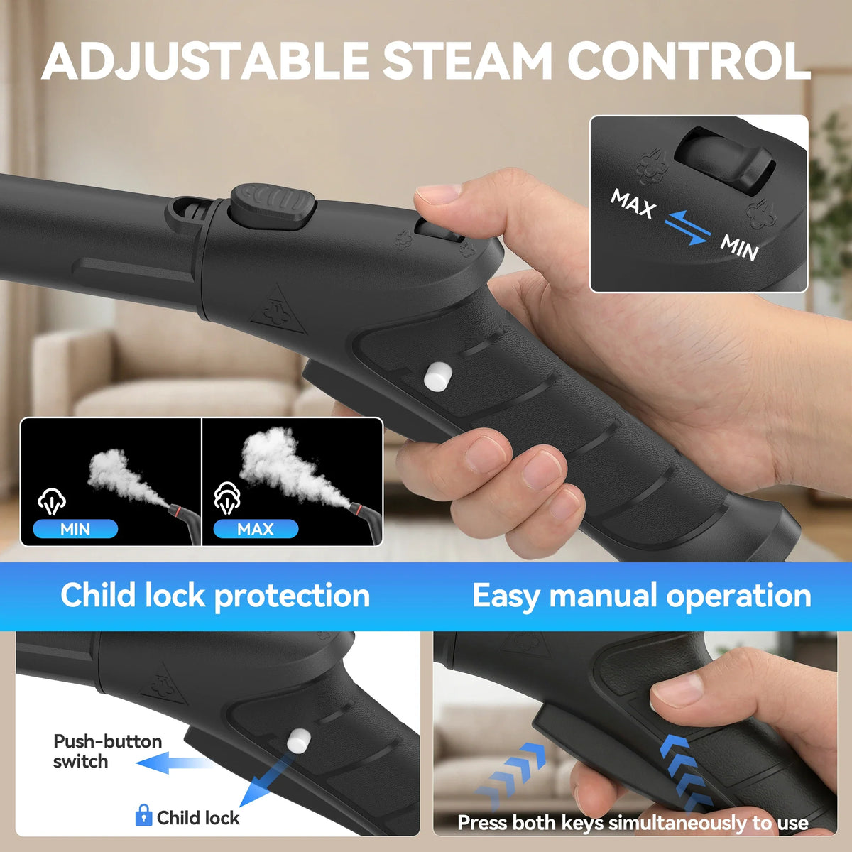 Multi-Surface Steam Cleaner with 16-Piece Accessory Kit for Kitchen, Bathroom, Floors, Upholstery and Car Interiors - product view 6