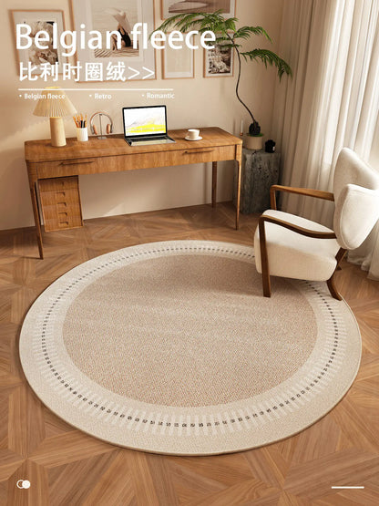 Round Area Rug, Soft 100% Polyester Stripe Design, Vinyl Backing, Machine-Made Non-Slip Floor Mat for Bedroom and Living Room - product view 2