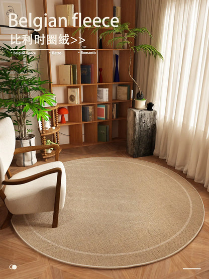 Round Area Rug, Soft 100% Polyester Stripe Design, Vinyl Backing, Machine-Made Non-Slip Floor Mat for Bedroom and Living Room - product view 5