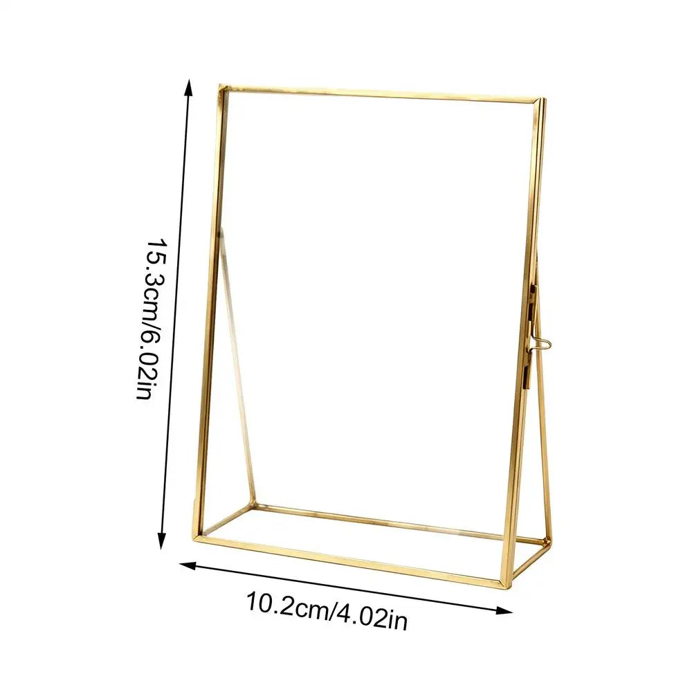 6x4-Inch Floating Photo Frame, Double-Sided Tempered Glass Pressed Flower Display with Slide Clasp, Gold or Black - product view 1