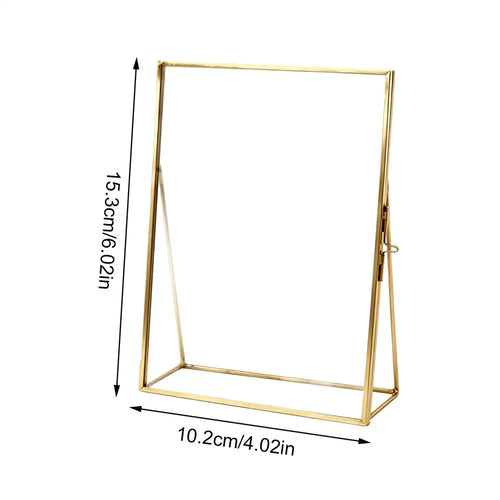 6x4-Inch Floating Photo Frame, Double-Sided Tempered Glass Pressed Flower Display with Slide Clasp, Gold or Black - product view 1