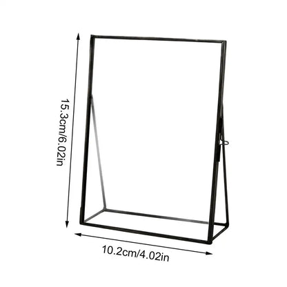 6x4-Inch Floating Photo Frame, Double-Sided Tempered Glass Pressed Flower Display with Slide Clasp, Gold or Black - product view 2