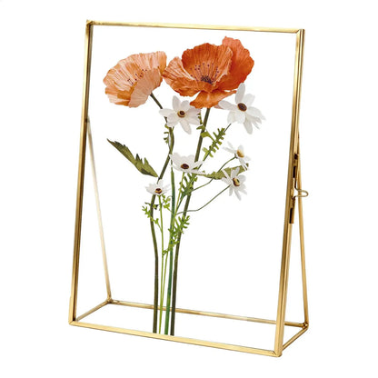 6x4-Inch Floating Photo Frame, Double-Sided Tempered Glass Pressed Flower Display with Slide Clasp, Gold or Black - product view 3