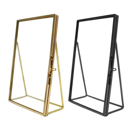 6x4-Inch Floating Photo Frame, Double-Sided Tempered Glass Pressed Flower Display with Slide Clasp, Gold or Black - product view 4