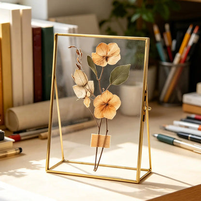 6x4-Inch Floating Photo Frame, Double-Sided Tempered Glass Pressed Flower Display with Slide Clasp, Gold or Black - product view 6