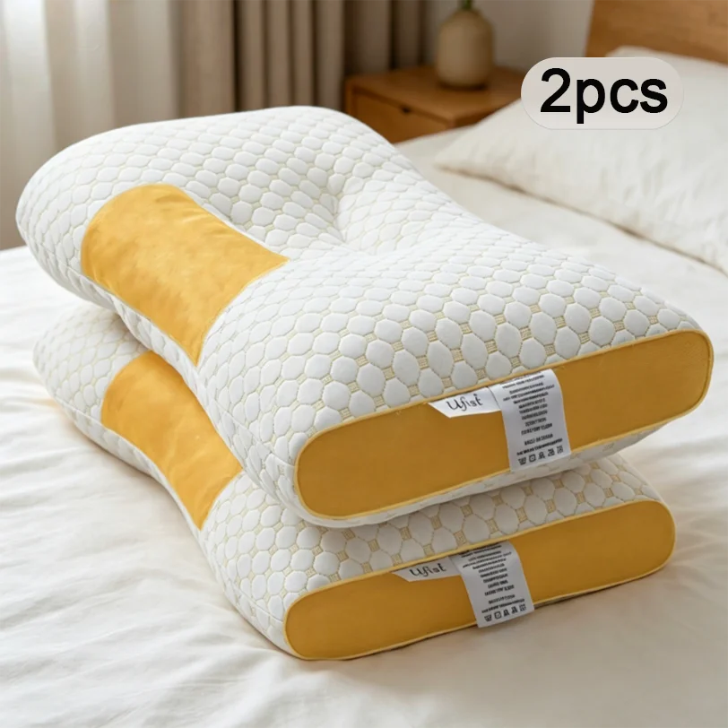 Adjustable Neck Pillow, Ergonomic Rectangle Travel and Sleep Cushion with 100% Bamboo Fiber Material and Detachable Pillowcase - product view 1