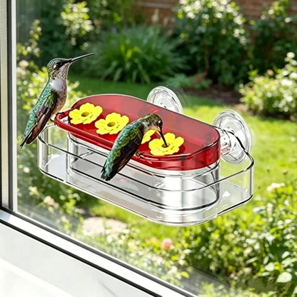 Window Mount Hummingbird Feeder, 4-Port Transparent Plastic Bird Feeder with 2 Suction Cups for Garden and Yard Windows - product view 2