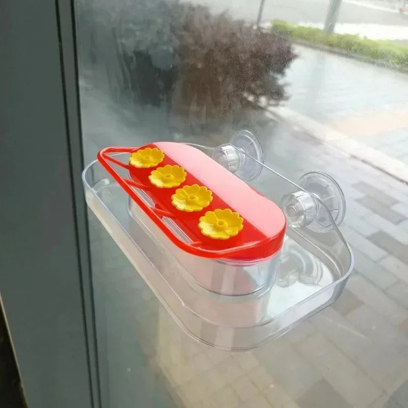 Window Mount Hummingbird Feeder, 4-Port Transparent Plastic Bird Feeder with 2 Suction Cups for Garden and Yard Windows - product view 3