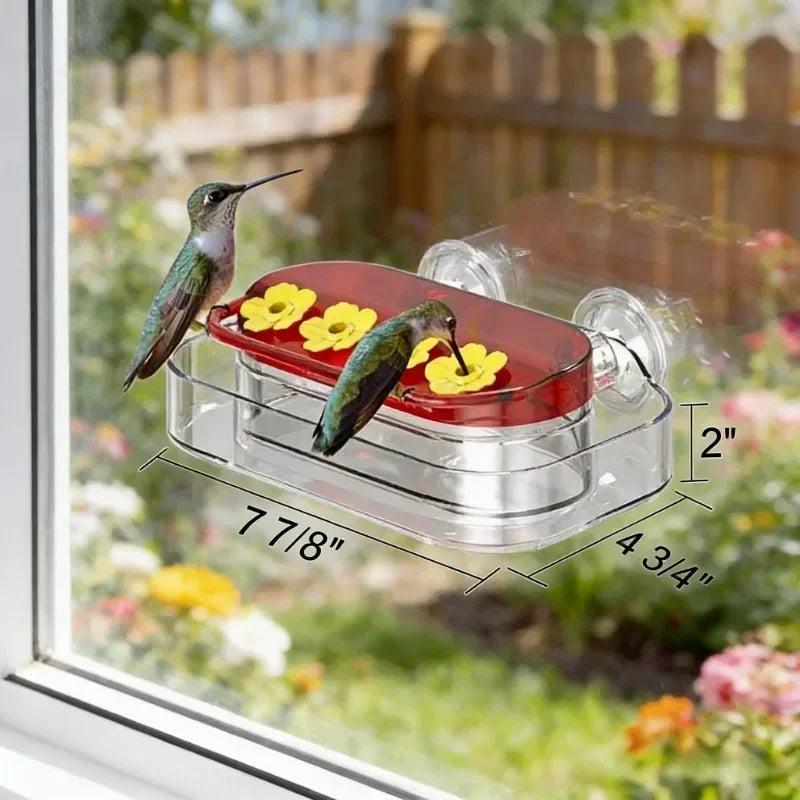 Window Mount Hummingbird Feeder, 4-Port Transparent Plastic Bird Feeder with 2 Suction Cups for Garden and Yard Windows - product view 4