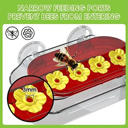 Window Mount Hummingbird Feeder, 4-Port Transparent Plastic Bird Feeder with 2 Suction Cups for Garden and Yard Windows - product view 6