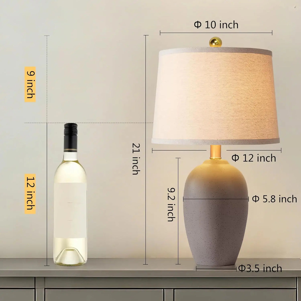 ceramic bedside lamp - product view 2