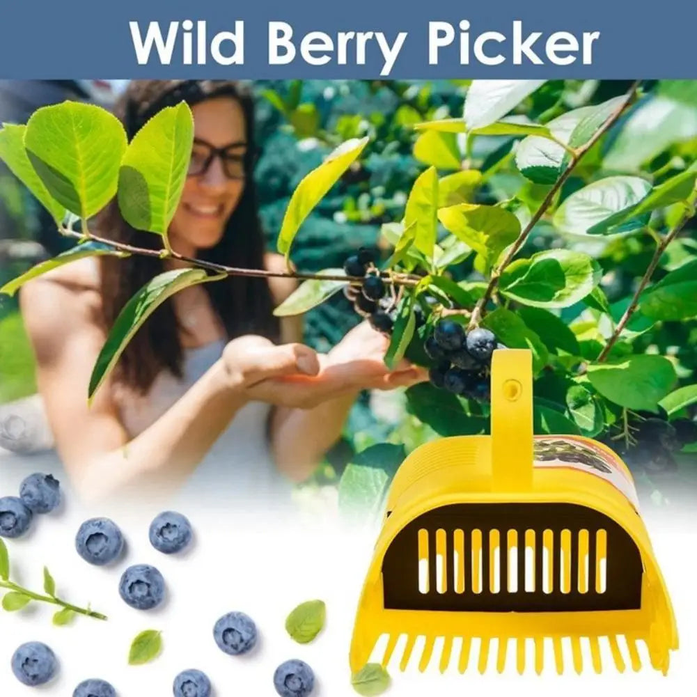 Blueberry Harvest Basket, Lightweight PP Berry Picker with Gentle Comb, Anti-Spill Baffle and Ventilated Design, Yellow, 14 x 22 x 17 cm - product view 3