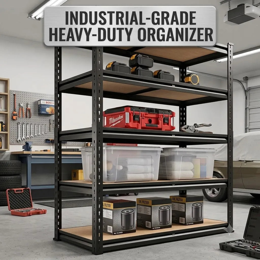Floor-Standing Metal Storage Rack, Rust-Resistant Frame with Wood Shelves for Kitchen Pantry, Closet, Garage or Warehouse - product view 5