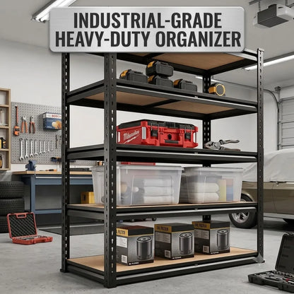 Floor-Standing Metal Storage Rack, Rust-Resistant Frame with Wood Shelves for Kitchen Pantry, Closet, Garage or Warehouse - product view 5