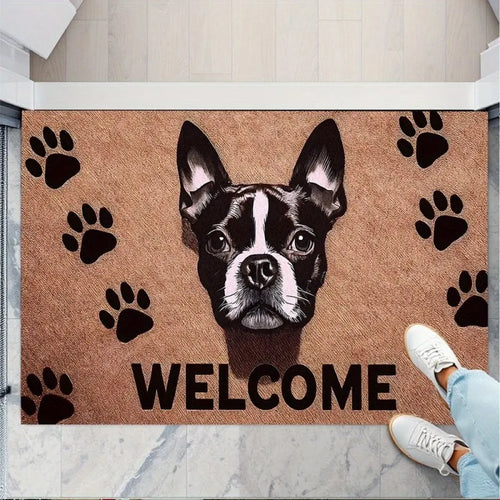 Modern Polyester Welcome Mat, Anti-Slip Machine-Made Entryway Rug, Plant Pattern, 40x60cm or 50x80cm Felt Sizes - product view 1