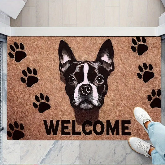 Modern Polyester Welcome Mat, Anti-Slip Machine-Made Entryway Rug, Plant Pattern, 40x60cm or 50x80cm Felt Sizes - product view 1
