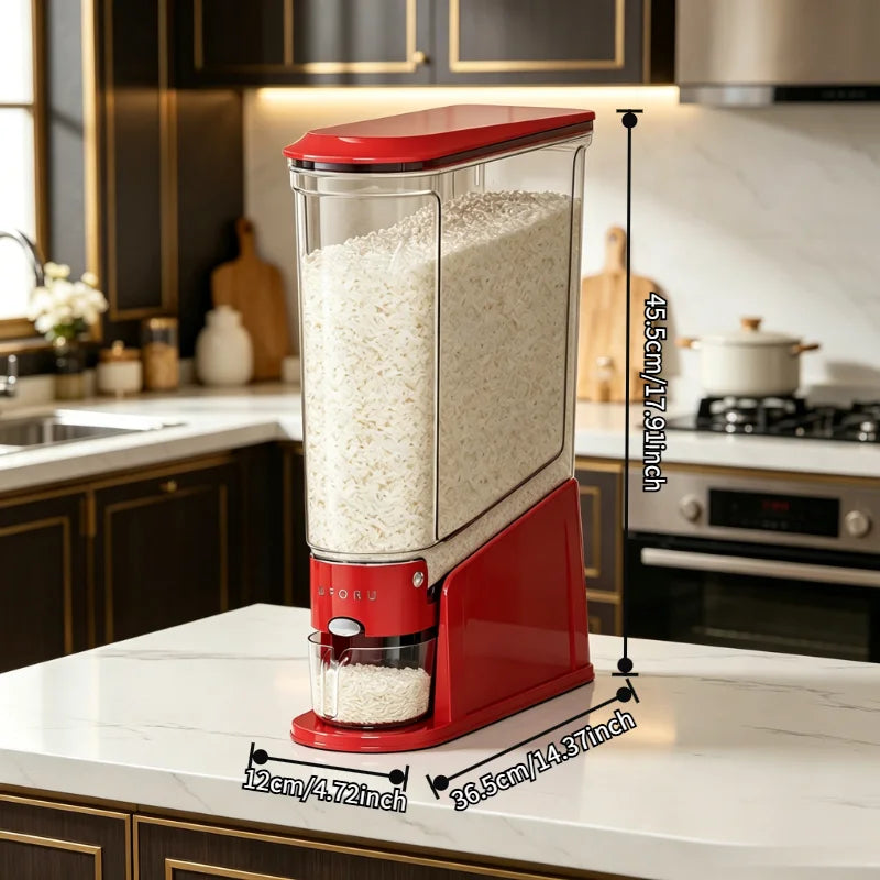 Rice Storage Container, Large-Capacity Sealed Dispenser with Measuring Cup, Rectangular ABS Kitchen Pantry Organizer - product view 6