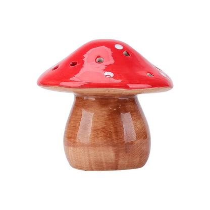Ceramic Mushroom Night Light, White Porcelain, 3V, Included Bulb, Blue Red or Pink Emitting Color for Bedroom Bedside Decor - product view 2