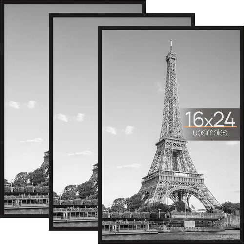 16×24 Picture Frames, Black 3-Pack Poster Frames with Scratch-Resistant Cover, Slide-In Assembly, Horizontal or Vertical Wall Mount - product view 1