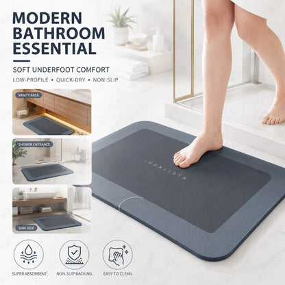 Non-Slip Bathroom Mat, Fast-Drying Absorbent PE Floor Pad, 40 x 60 cm Modern Printed Rug for Shower, Laundry and RV Spaces - product view 5