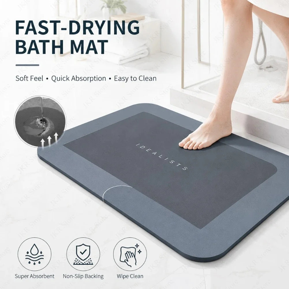 Non-Slip Bathroom Mat, Fast-Drying Absorbent PE Floor Pad, 40 x 60 cm Modern Printed Rug for Shower, Laundry and RV Spaces - product view 6