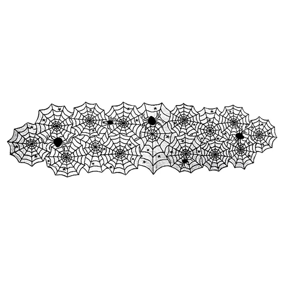 Halloween Spider Web Tablecloth Set, Reusable 100% Polyester Mantel and Table Decor for Party, Home and Outdoor Display - product view 1